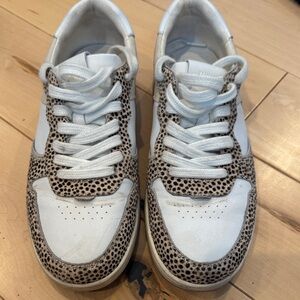 Madewell White Sneakers with Cheetah-Print Trim